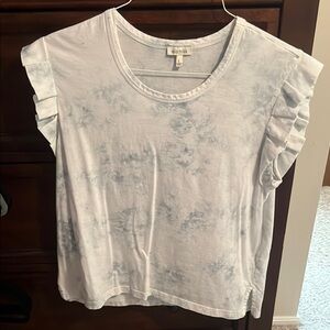 Ella Moss White Ruffled Cap Sleeve T-Shirt